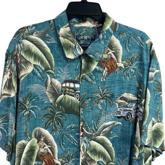 Campia Mens Hawaiian Shirt Easy Care Hulu Girls Floral Cars Tropical Rayon XXL - Picture 2 of 9